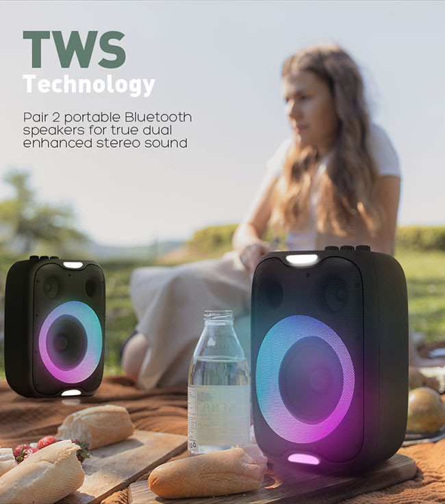 OZZIE P5 Led Light Bluetooth Speaker 40W Bass Knob For Adjustment