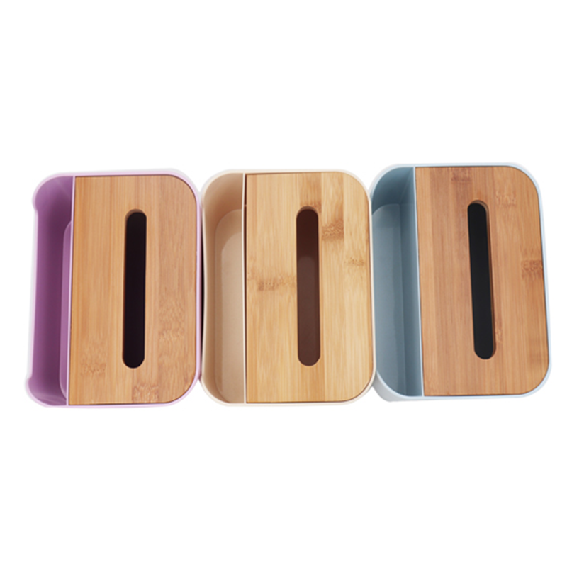 Direct Napkin Holder Table Organizer with Cubicle Plastic Tissue Box and Bamboo Lid