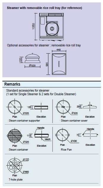 Gas Steaming Stove Commercial Single Dim Sum Steamer 950 x 1050 x (810+450)mm