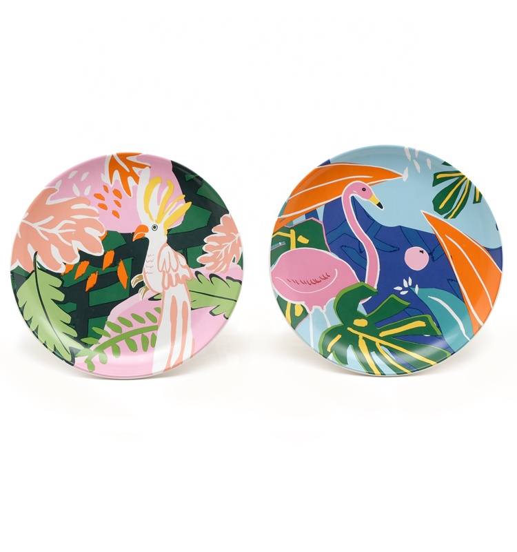 Hot Selling 8 Inch dinnerware ceramic high quality colorful salad plate for spring summer Porcelain Dish