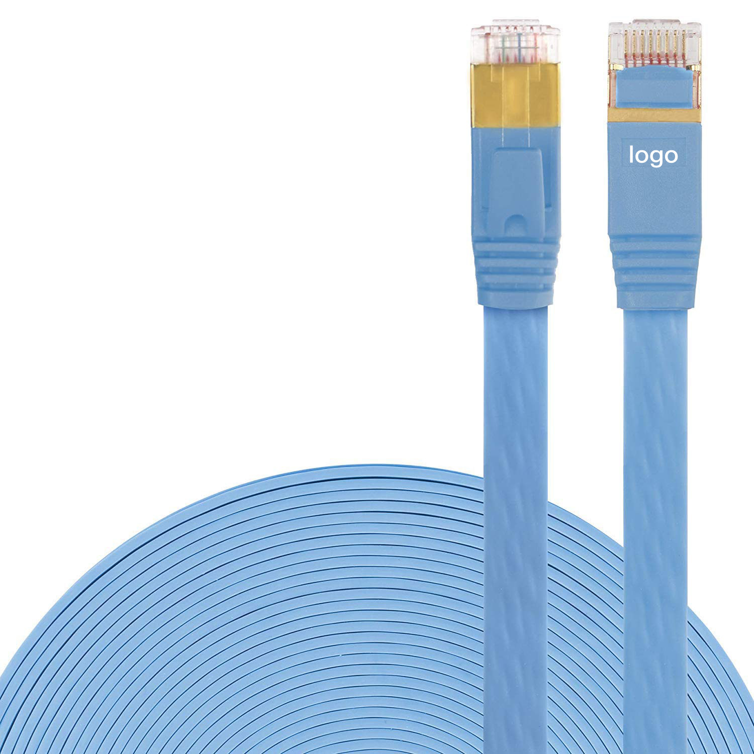 Stable 600MHz Cat 7 Ethernet Cable Flat , BC Blue Practical Cat7 SFTP Cable
