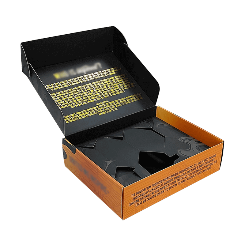 Customized Logo Acceptable Black Paper Zipper Corrugated Packaging Shipping Mailer Box