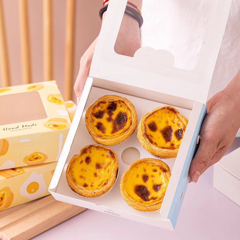 Professional Egg Tart Box Cake Packaging Boxes with Matt Lamination and Offset Printing