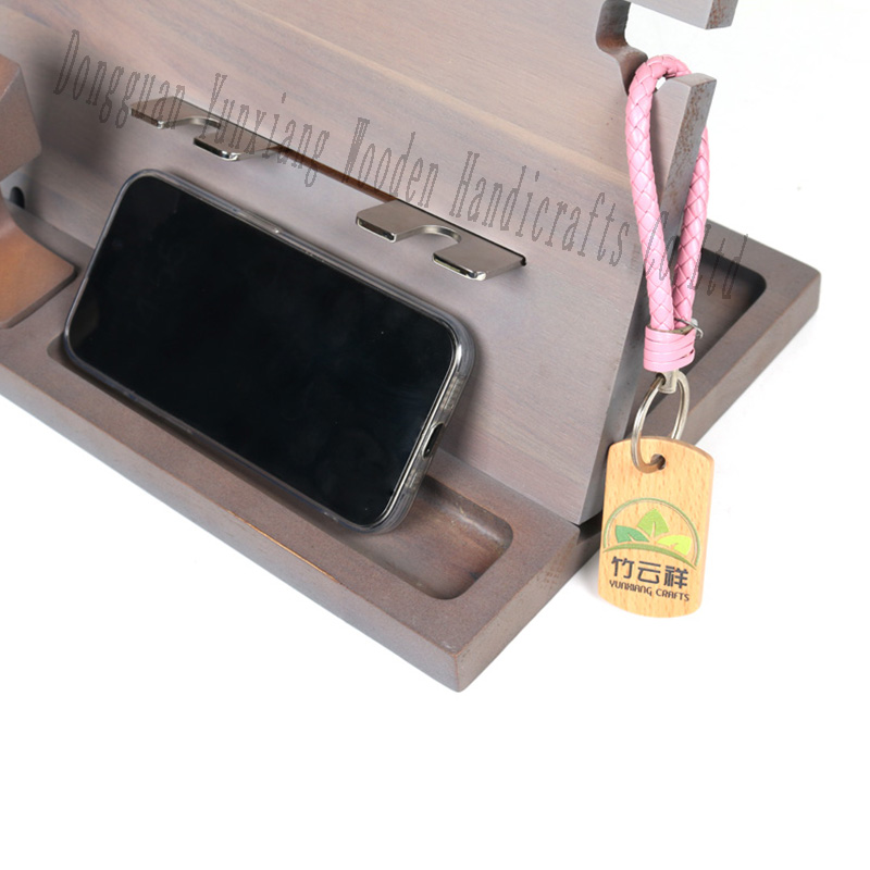 Wood Docking Station Phone Nightstand Organizer Table Multi Watch Stand Wallet Key Gadget Device