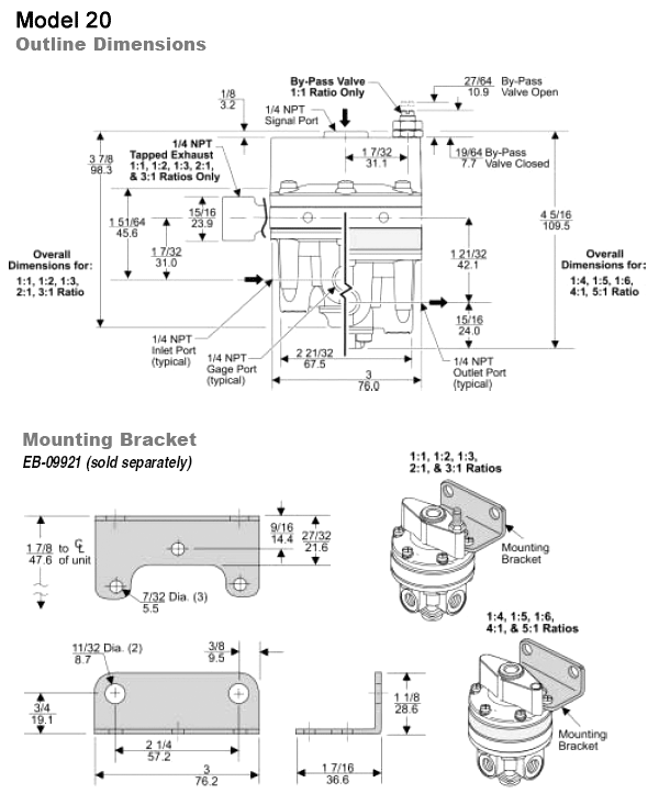 Fairchild Rotork 20812 1/4" NPT 150psig/250Psig 1:1 Pneumatic Volume Booster High Flow