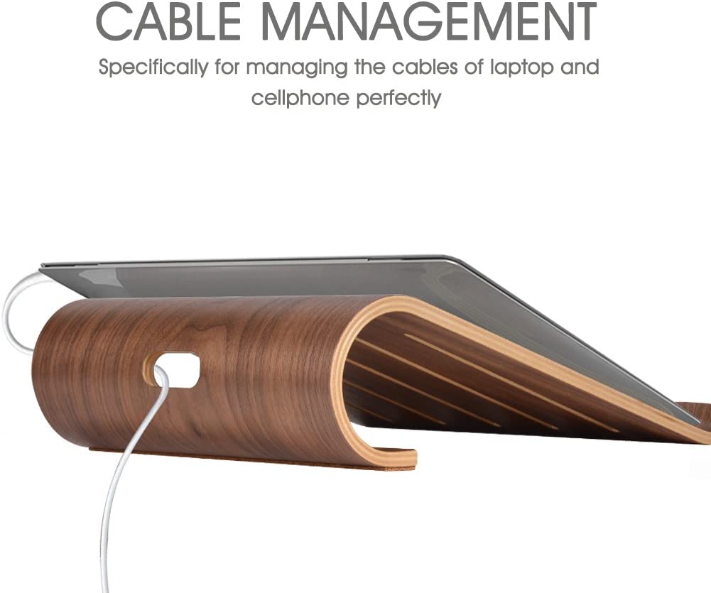 High Quality Portable Bent Wood Laptop Holder Computer Desk Wooden Monitor Stand For Home Office
