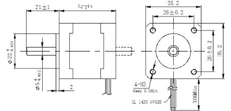 NEMA14 35mm 1.8degree 2 phase Hybrid Stepper Motors 26mm 0.28A 0.07Nm 0