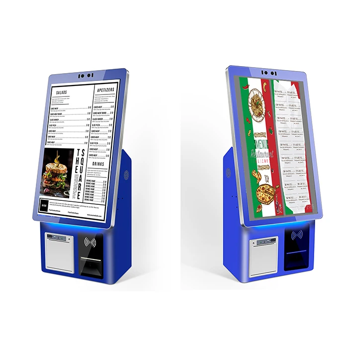 Indoor White Wall Mounted Restaurant Ordering Kiosk Desktop Install