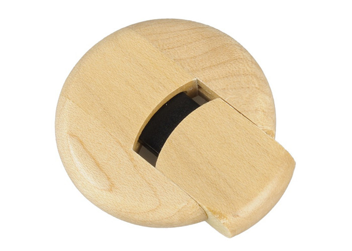 Round Plate Shape Bamboo Usb Flash Drive With 1g To 256g Storage Capacity
