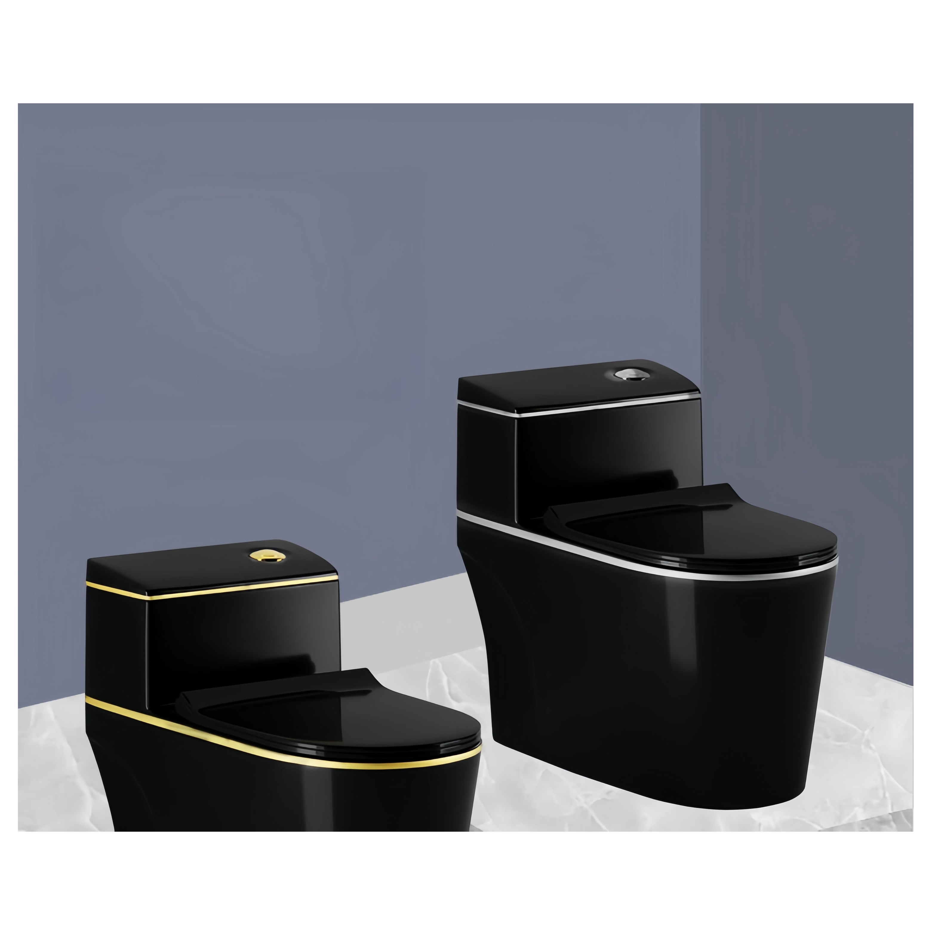 Installation Floor Mounted Dual Flushing Siphon Flush Black Ceramic One Piece Toilet