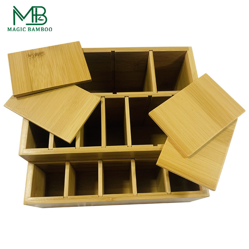 Bamboo Adjustable Multifunction Makeup Tool Storage Box