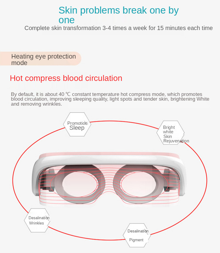 3 Colors Red LED Light Therapy Eyes Mask Warm Massage SPA Face Beauty Mask