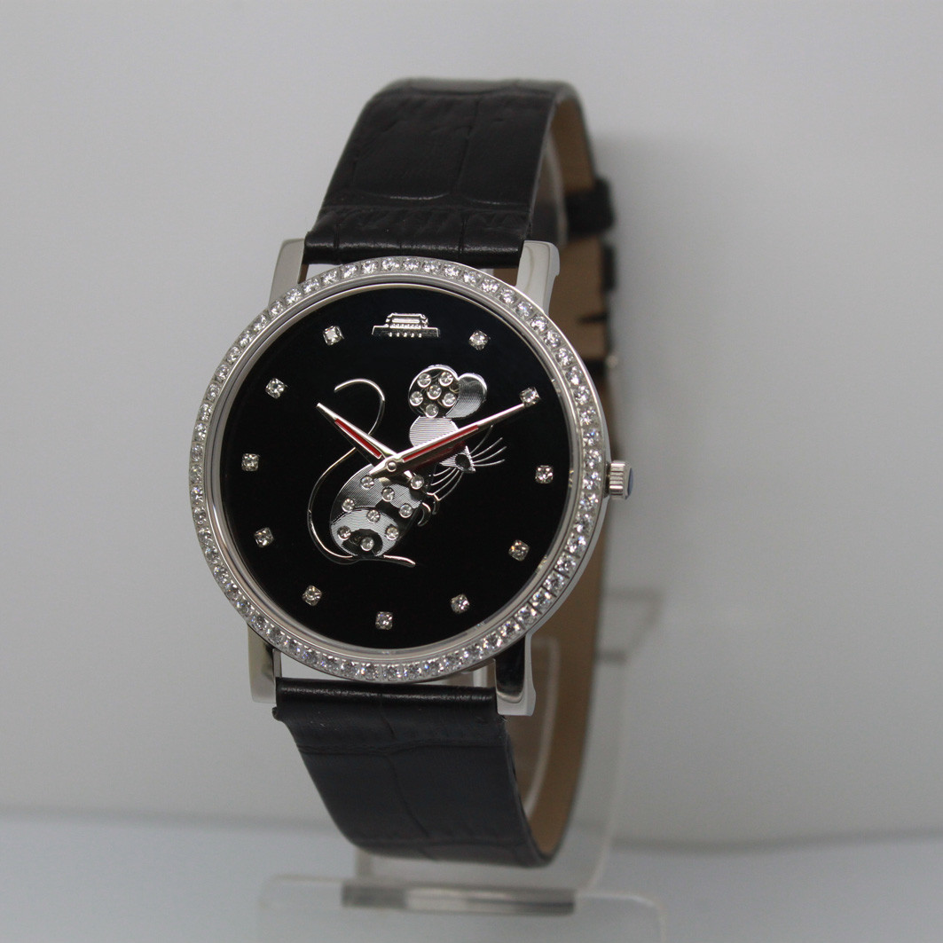 Stainless Steel Women Jewelry Watch Fashion Black Zircon UP Pattern