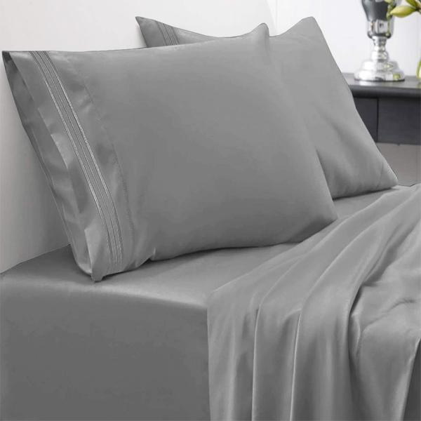 Embroidery 1800 Thread Count 100% Microfiber Sheet Set 3/4pcs for All-Season