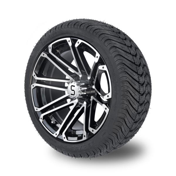 14x7 Golf Cart Wheels And Tires Combo 225/30-14 Street Tire Machined Glossy