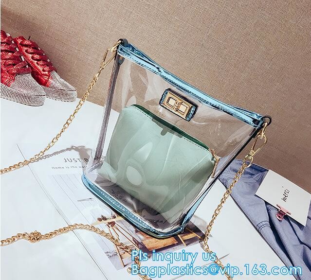 Gift bag clear shopping bag custom PVC plastic shopping bag, shiny pvc handle shopping hand bag clear tote bags ladies h