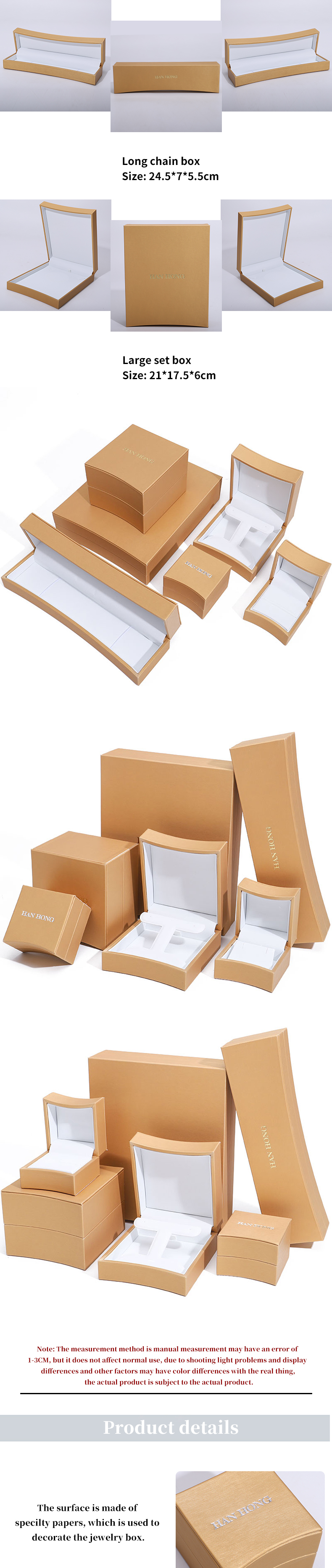 Golden Arc Shaped Faux Leather Jewelry Box Luxury Jewelry Storage Packaging Case