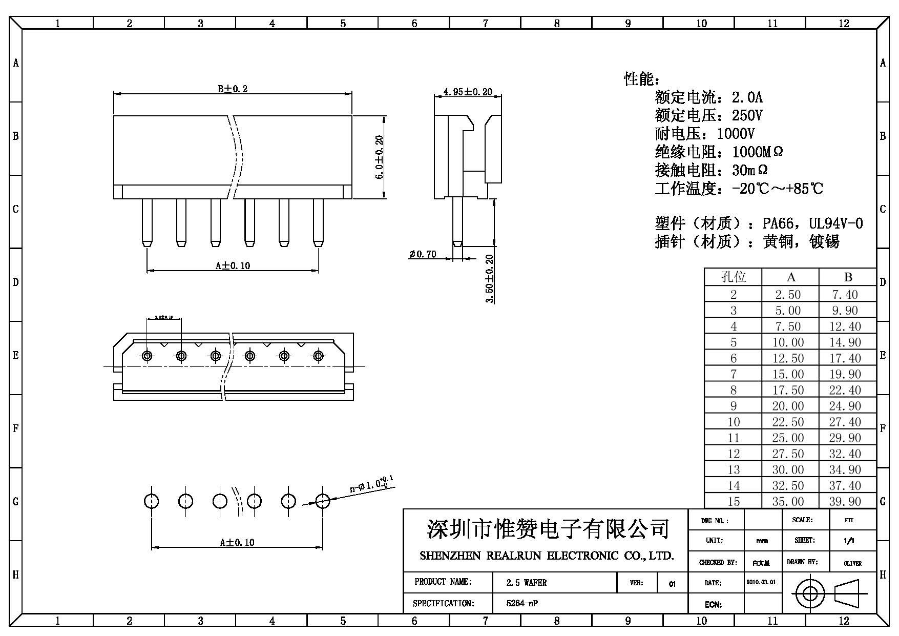 Right Angle Wafer Connector Housing PA66 500 V Withstand Voltage UL 94V 0