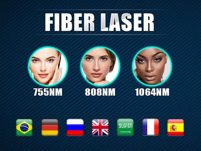 Light Handle Fiber Laser Body Hair Removal Machine 3 Wavelengths
