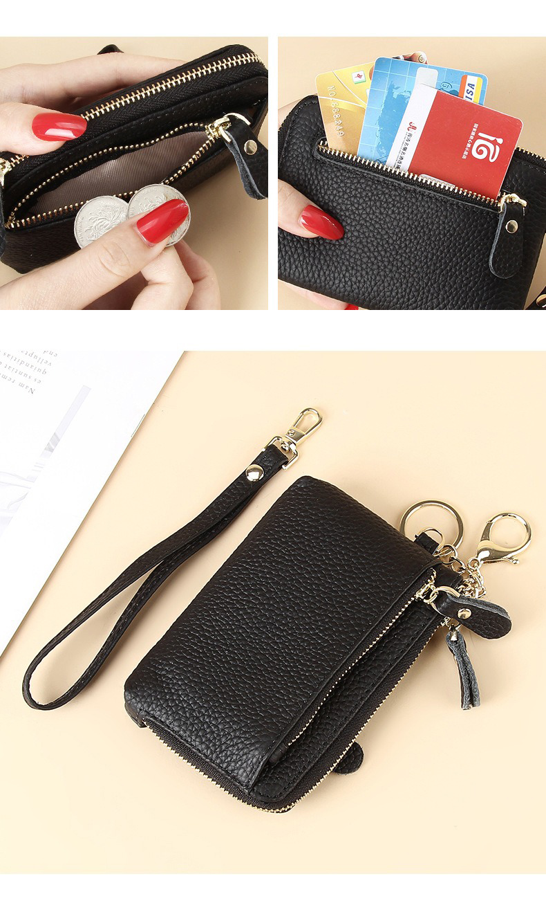 Availiable Sample Leather Women's Coin Purse with Zipper Closure