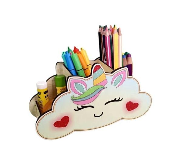 Wooden Unicorn Pencil Holder pencil box crayon box home office & Pencil Stand Or