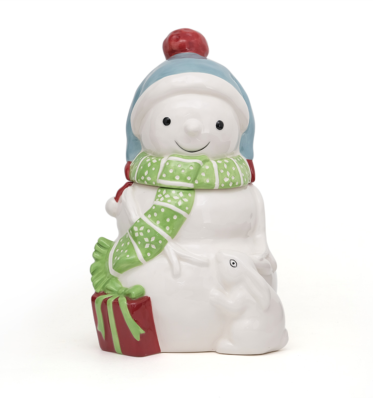 Ceramic Storage Jars With Lids Christmas Holiday Kitchen Coffee Tea Cookie Gift Ceramic Canister Jar 3D Handpainting