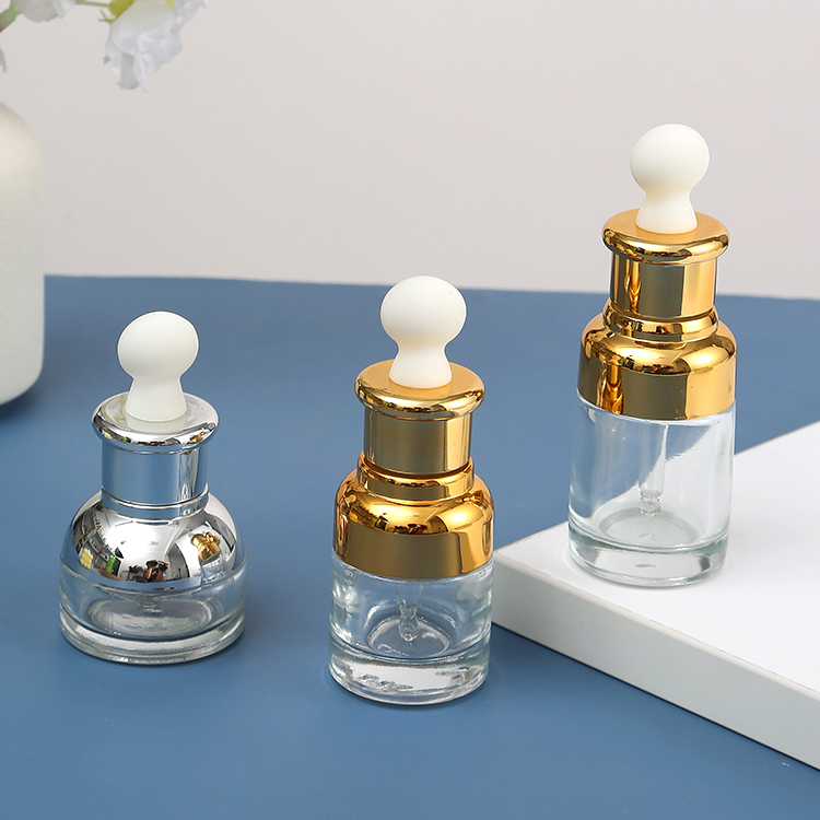 Aluminium Dropper Glass Bottle for Skin Care 10ml 20ml 30ml 50ml Customized Logo Accepted