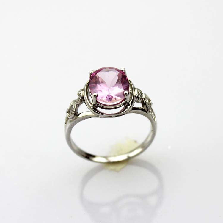 Created Oval Ruby CZ Diamonds Sterling Silver Women Ring (R122)