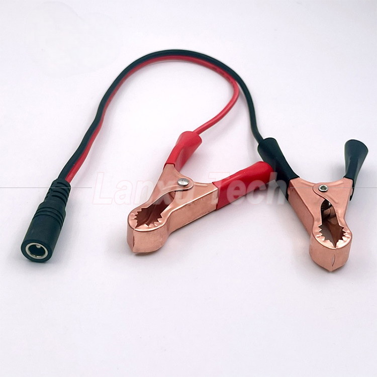 Male Female DC Jack Plug 5.5x2.1mm to Alligator Clips Car Charger Power Supply Cord Cable