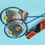 Pu Grip Badminton Racket Set Carbon Fibre Badminton Racquets With 6pcs