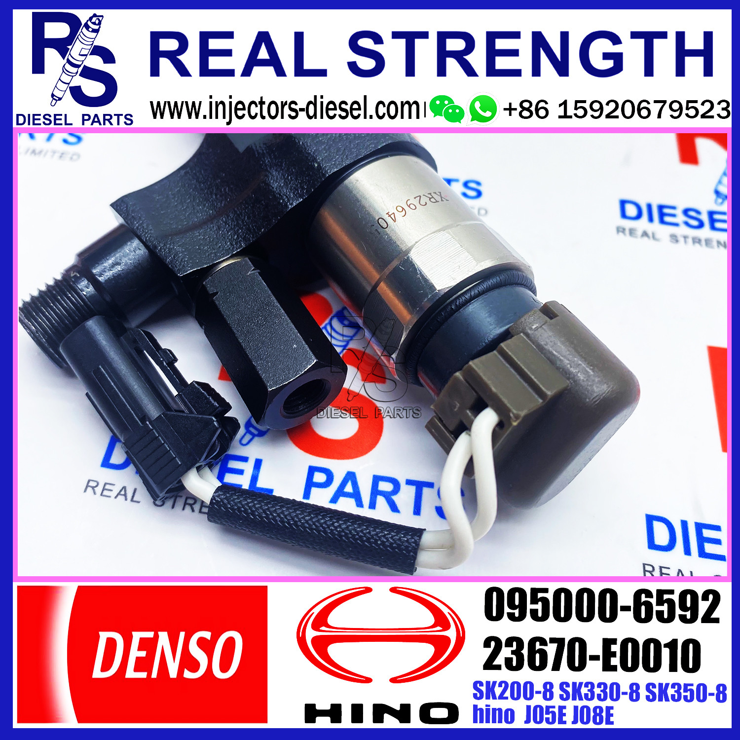 Diesel Fuel Injector 095000-6593 095000-6594 095000-6592 For Kobelco Excavator / HINO J08E Engine Part 23670-E0010