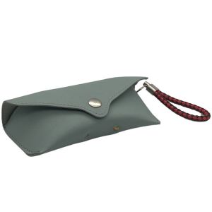 Light Blue PU PVC Leather Eyeglass Case With Straps