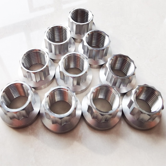 Universal Year Universal Silver 1/2" -20 12 PT FLANGE NUTS Titanium for Universal Car Fitment Universal Fit