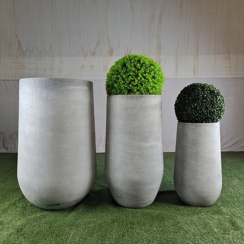 Frost Resistant Round Shape Fiber Clay Planter For Hotel