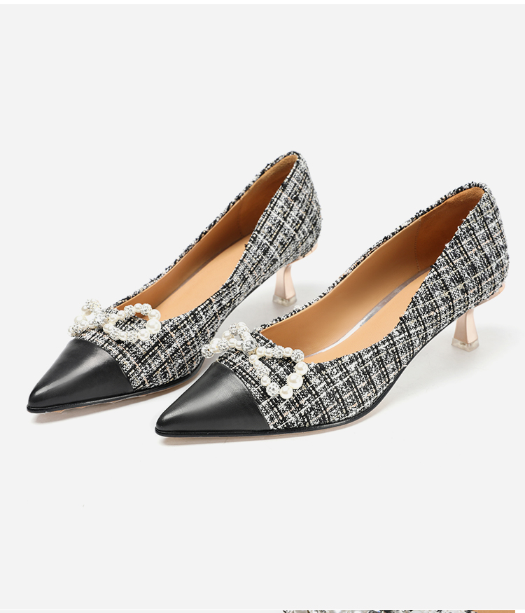 Womens Soft Leather Dress Shoes , Daily Casual Stitching 5cm High Heel Pump Shoes