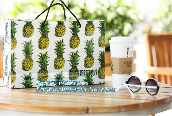 Flower carrier bag with different color customized pot plants kraft paper bag with handle,stamping logo fancy paper flow
