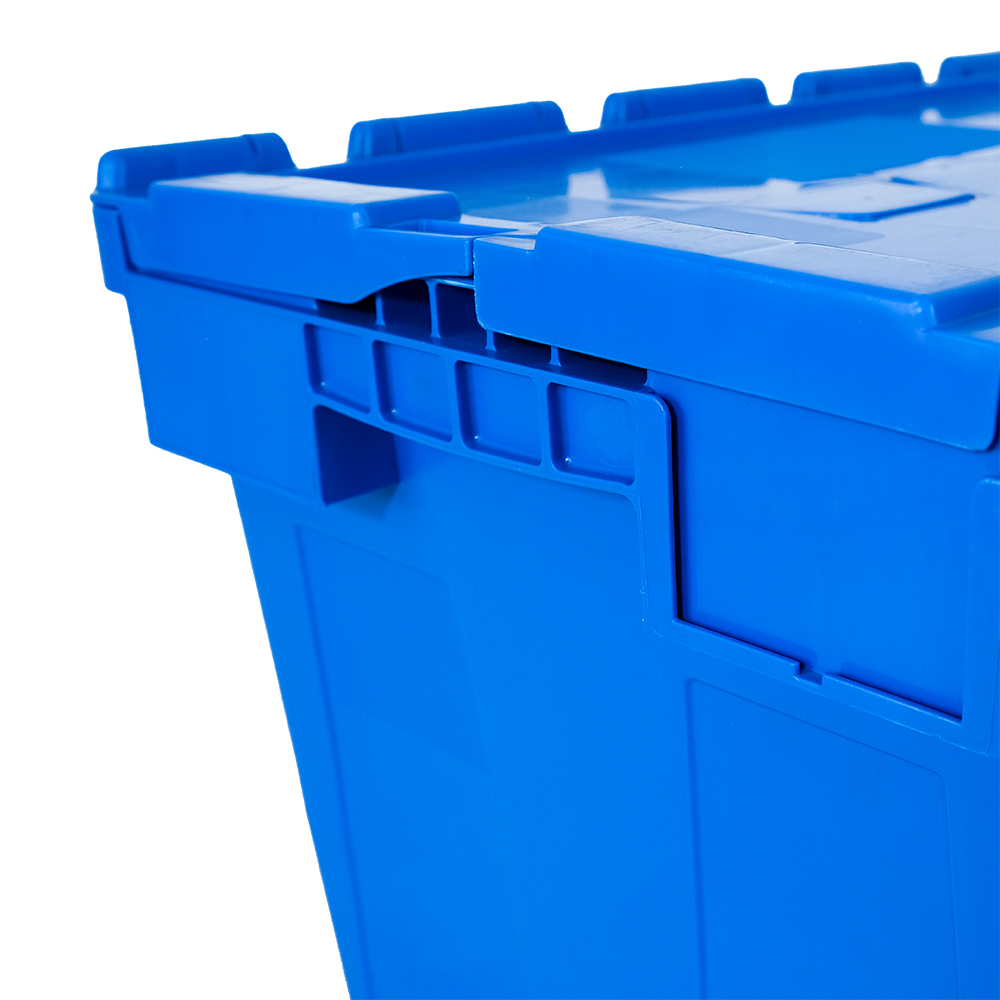 600x400x360mm PP Attached Lid Plastic Moving Crate for and Organized Storage Solution