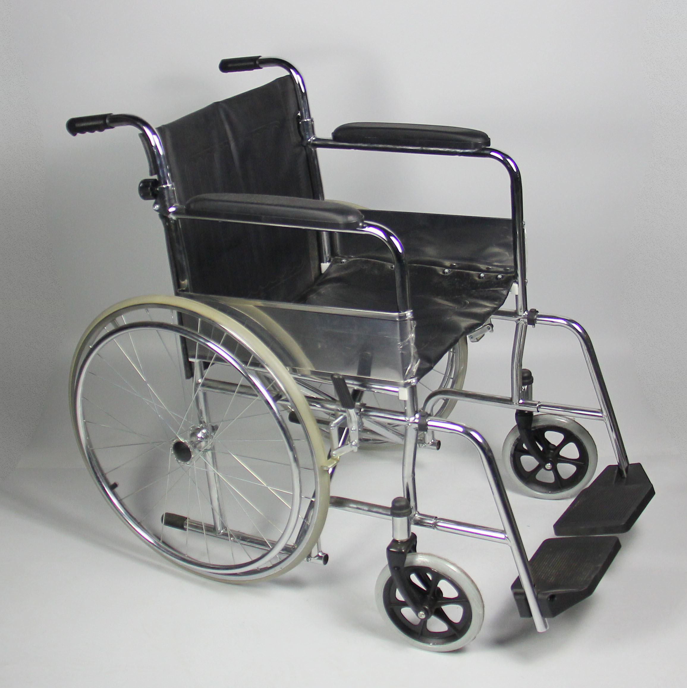 Custom Color Folding Steel Wheelchair Flip Back PU Seat And Armrest