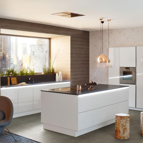 Quality White Parallel Acrylic Kitchen Cabinet With Island High Gloss for sale