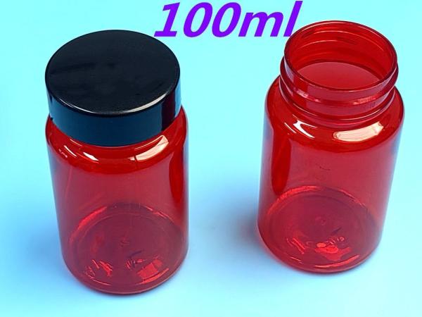 PET Plastic Red 100ml 150ml Solid Medicine Bottle Capsule Pill Bottle Packaging