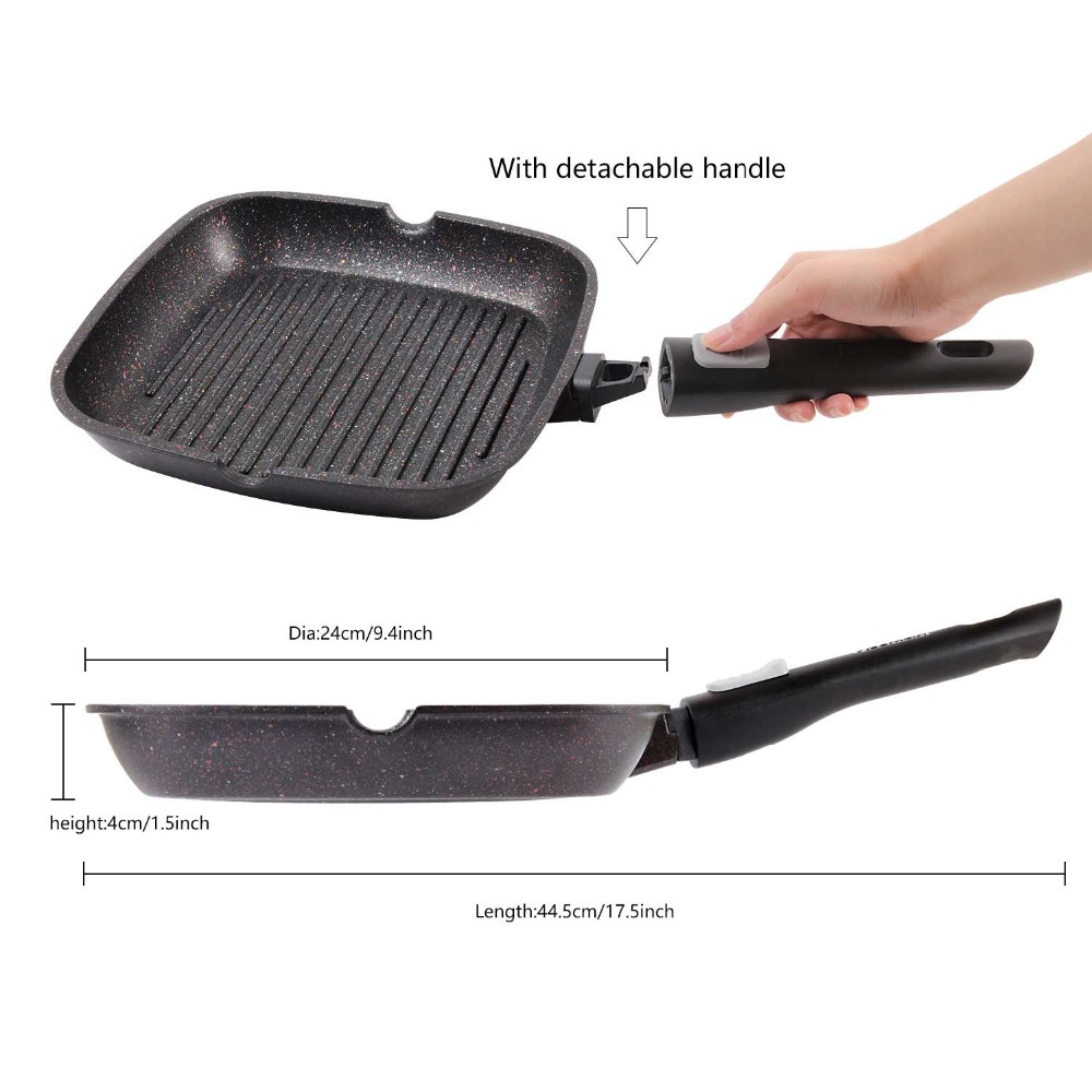 Cast Iron Stovetop Grill Pan Enamel Casserole Non Stick BBQ Grill Pan