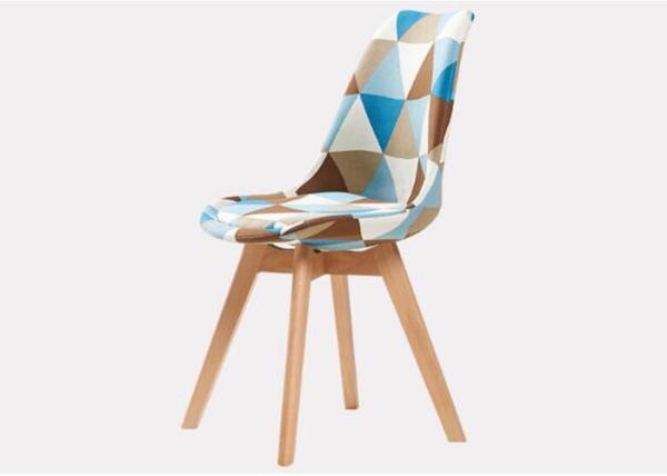 Minimalist Patchwork Linen Upholstered Dining Chairs , Colorful Dining Room