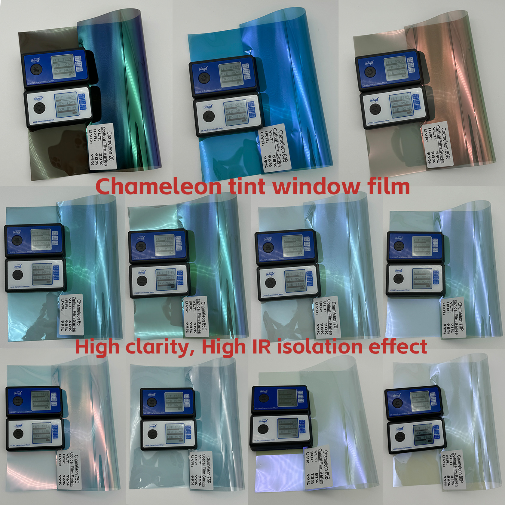 Colored Chameleon Tint Film 58%VLT Blue Heat Insulation Solar Car Window Tint