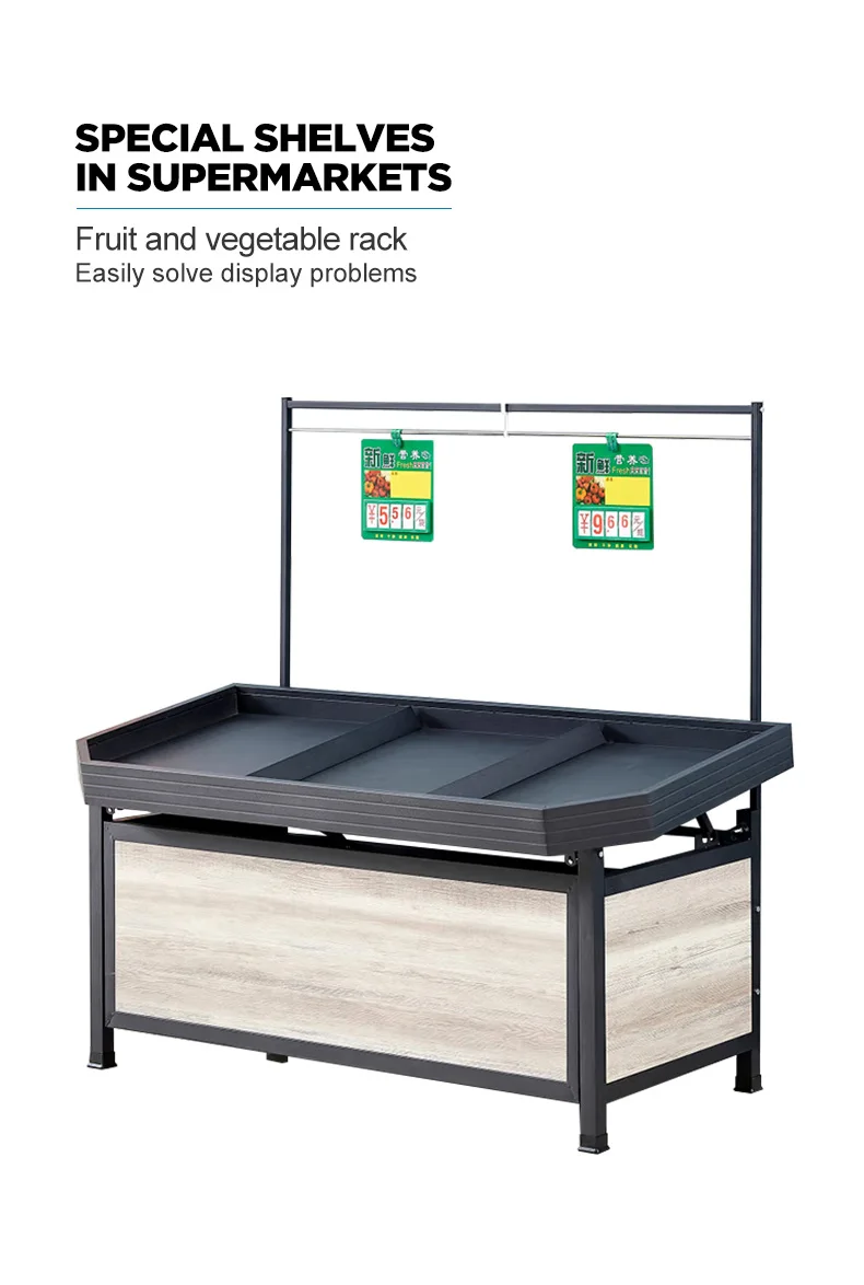 Customized Colors Fruit Display Shelf Single Sided Supermarket Rack