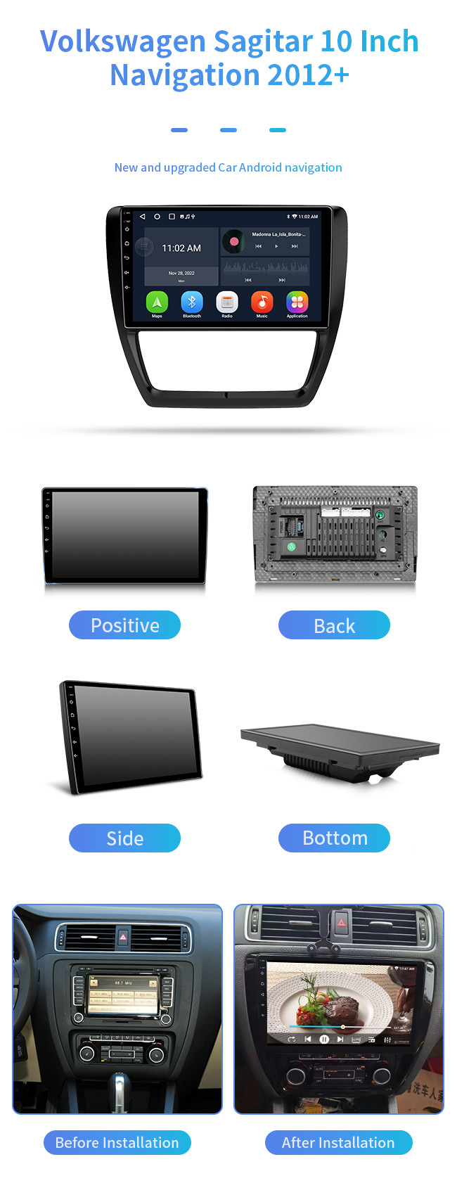 4G Wifi Online Music GPS And Bluetooth For Car For Volkswagen Sagitar 2012+