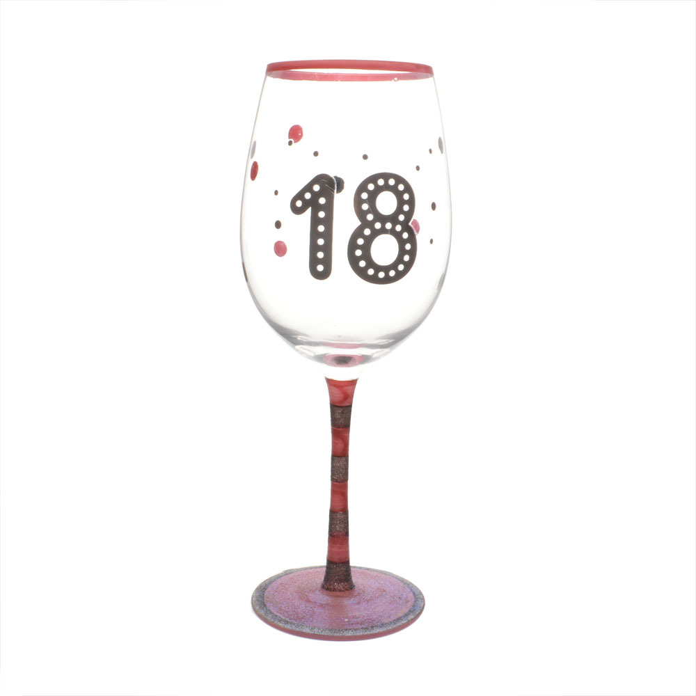 High Quality Personalized Glitter Tem Birthday Gift Red Wine Glass