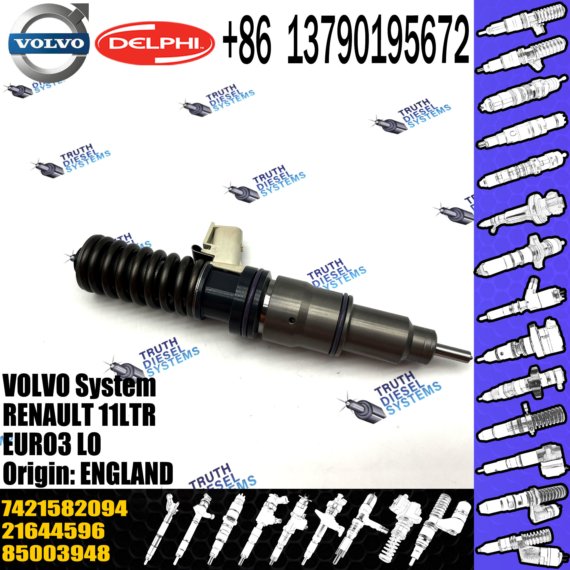 Common Rail Diesel Fuel Injector 21582094 BEBE4D35001 7421582094 for Engine Parts