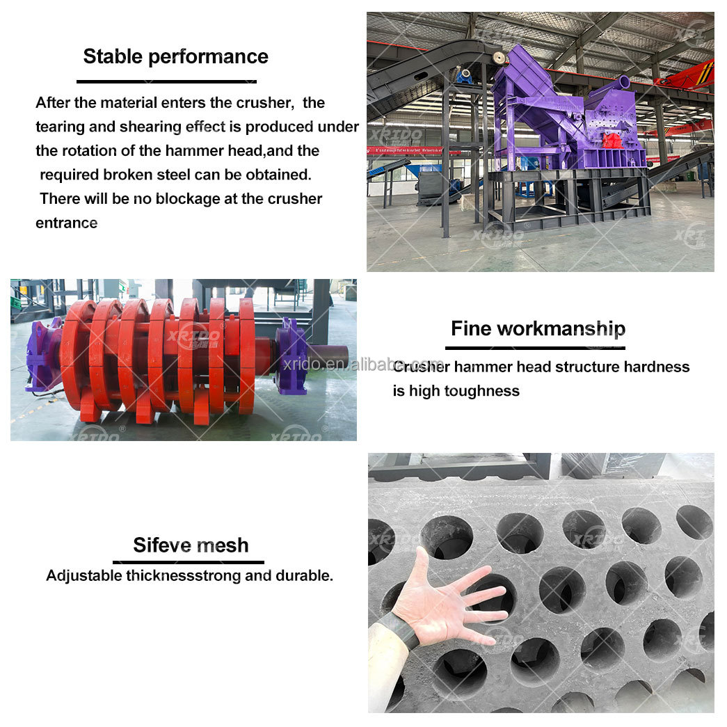 Iron Scrap Shredder Machine Waste Radiator Shredder Aluminum Hammer Mill