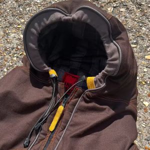 Custom Cotton Heavyweight Thick Windbreaker Jacket Zip up Drawstring Hooded