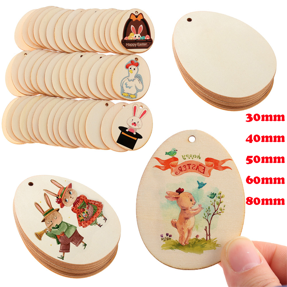Chips Hanging 60mm Unfinished Wood Crafts Blank Wooden Blocks